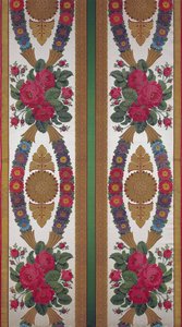 Textiel met kransen van madeliefjes en boeketten van rozen door Cousin en Bony, Bissardon, Lyon, 1811 door French School
