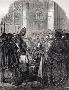 De Afzwering van Hendrik IV, koning van Frankrijk in Saint Denis op 25 juli