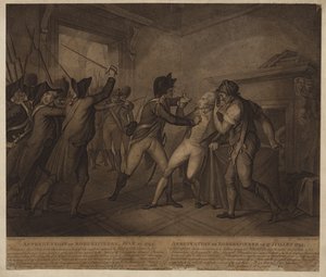De arrestatie van Robespierre op 27 juli 1794 door French School