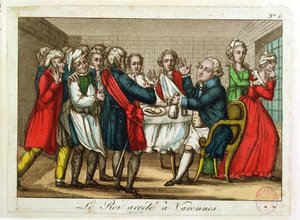 De arrestatie van Lodewijk XVI (1754-93) in Varennes, 22 juni 1791