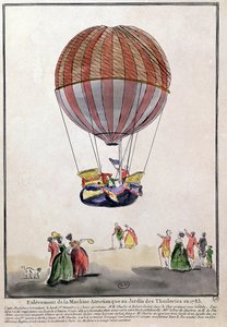 De opstijging van de Aerostat in de Jardin des Tuileries, 1 december 1783 door French School