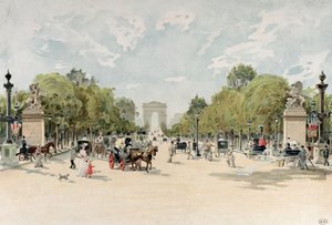 De Avenue des Champs-Elysees, c.1895 door French School