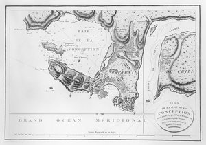 De Baai van Concepcion, Chili (gravure)