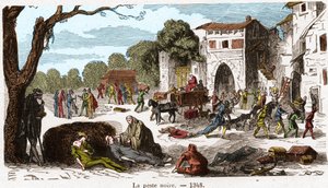 De Zwarte Dood in 1348. Gravure in "Histoire De France En Cent Peintures" door Paul Lehugeur 1891. door French School