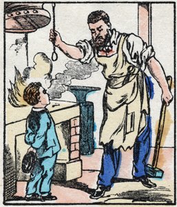 De smid. Gravure in "La chanson des metier". Epinal beeldvorming, late 19e eeuw. Privécollectie.