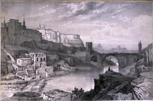 De Brug bij Alcantara, Toledo (potlood op papier)