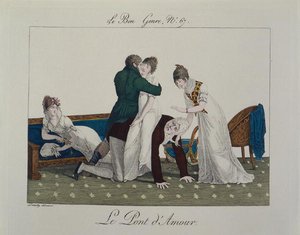 De brug van de liefde, plaat 67 uit le Bon Genre, c.1810 door French School