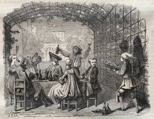 De bandiet Louis Dominique Garthausen alias Cartridge (1693-1721) tijdens een maaltijd met zijn metgezellen door French School