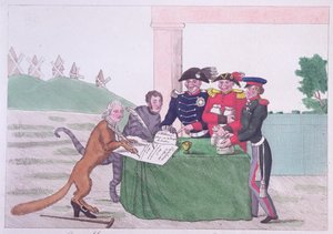 De Capitulatie, karikatuur van Charles Maurice de Talleyrand-Perigord (1754-1838) 30 maart 1814 door French School