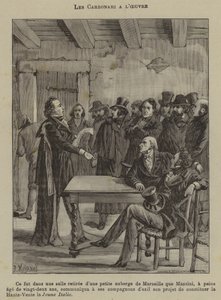 De Carbonari aan het werk (gravure) door French School