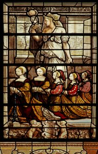 De kapel noordelijk raam: St. Agatha met Anne de Montmorency