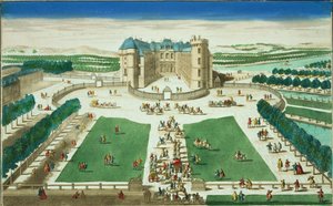 Het Kasteel Rambouillet, gegraveerd door Antoine Aveline door French School