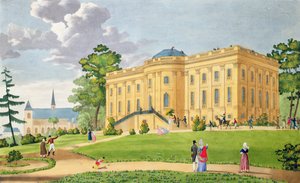 Het kasteel van Montmorency, nabij Parijs, c.1815-20 (kleurgravure) door French School