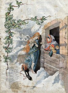 De Krekel en de Mier. Fabels van Jean de La Fontaine. Illustratie van Michelet SC. eind 19e eeuw. door French School