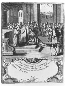 De Kroning van Karel de Kale in 875 (gravure)