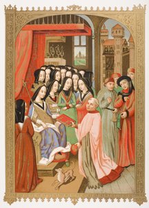 Het Hof van Maria van Anjou (1404-63) facsimile van een miniatuur uit 