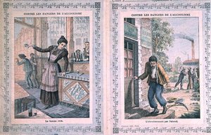 De gevaren van alcoholisme, omslag van een schoolschrift. c.1900