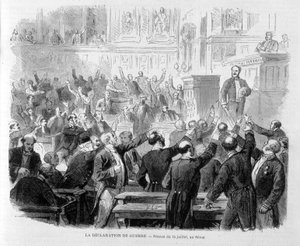 De Oorlogsverklaring van 1870: Zitting van 15 juli in de Senaat - in "Le Monde Illustré" door French School