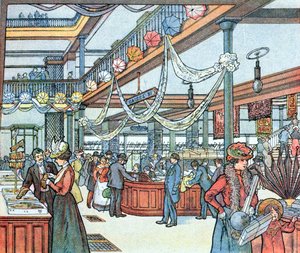 Het warenhuis, illustratie uit Cours Schweiter, ca. 1900 door French School