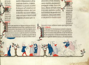 Het vertrek van Rebecca met Eliezer, uit De Bijbel van Jean de Sy, ca.1355
