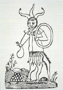 De Duivel wijst Verborgen Schatten aan, kopie van een illustratie uit Le Veritable Dragon Rouge, 2e versie, Lille 1521, gebruikt in Geschiedenis van de Magie, gepubliceerd eind 19e eeuw