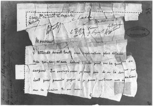 De Dreyfus-affaire, 22 december 1894, telegram verzonden naar Commandant Esterhazy