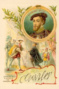 Keizer Karel V aan het hof van Frans I van Frankrijk door French School