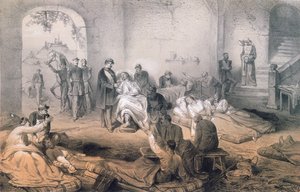 Keizer Napoleon III bezoekt gewonde soldaten na de Slag bij Solferino, 24 juni 1859 door French School