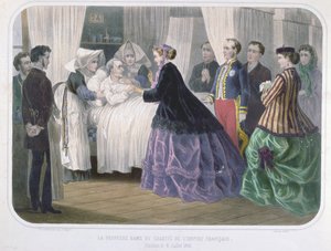 De keizerin Eugenie (1829-1920) bezoekt de choleraslachtoffers in Amiens op 4 juli 1866, ca. 1866-70