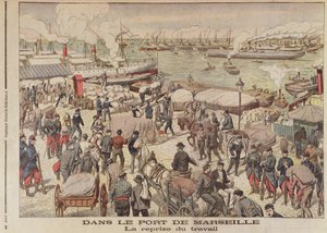 Het Einde van de Staking in Marseille, illustratie uit Le Petit Journal, 23 oktober 1904