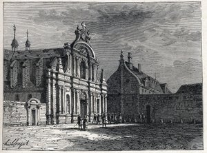 Het Feuillantsklooster, de ontmoetingsplaats van de Feuillants Club, een royalistische politieke organisatie tijdens de Franse revolutie. Gravure uit 1889. Privécollectie door French School