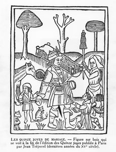 De Vijftien Vreugden van het Huwelijk (gravure) door French School