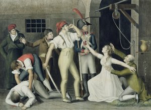 De kinderlijke en heldhaftige toewijding van juffrouw de Sombreuil in september 1792, ca. 1800 door French School