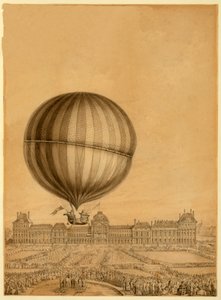 De eerste bemande gasballonvlucht, 1 december 1783, ca. 1783 door French School