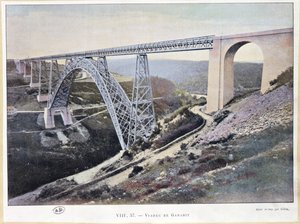 Het Garabit-viaduct, gebouwd 1882-84, gedrukt door Gillot door French School