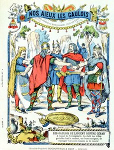 De Gallische leiders in alliantie tegen Julius Caesar, geleid door Vercingetorix, van een beschermhoes voor schoolboeken