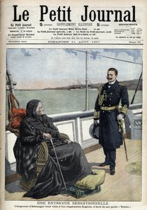 De Duitse keizer Wilhelm II (1859-1941) bezocht de voormalige keizerin Eugenia (1826-1920) aan boord van zijn jacht 