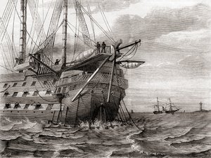 De HMS Agamemnon legt de trans-Atlantische telegraafkabel, 2 augustus door French School