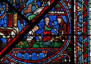Het Joseph-raam: De geldwisselaars door French School