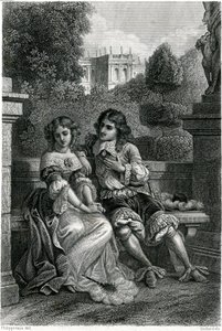 De koning van Frankrijk Lodewijk XIV in het gezelschap van Mademoiselle de la Vallière door French School