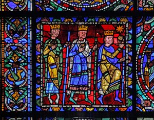 Het leven van Christus raam: De aanbidding van de wijzen (met het volgende paneel)