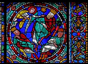 Het Leven van Christus-raam: De Wijzen - gewaarschuwd in een droom door French School