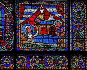 Het Leven van Christus-raam: De Geboorte door French School