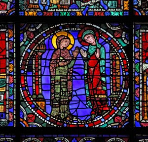 Het Leven van Christus-raam: De Maagd Maria - Bezoek door French School