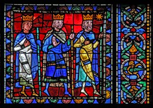 Het leven van Christus raam: de wijzen vertrekken door French School
