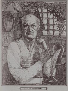 De Markies de Sade (1740-1814) in de gevangenis door French School