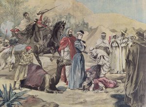Het huwelijk van een Europese vrouw met een Arabische leider, uit Le Petit Journal, 1899 door French School