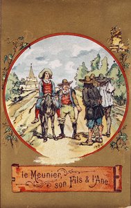 De molenaar, zijn zoon en de ezel, ca. 1880 door French School