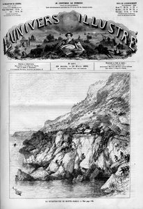 De ramp van Monte Carlo: treinongeluk op de spoorlijn langs de kust. Gravure in 