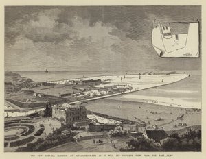 De nieuwe diepzeehaven in Boulogne-sur-Mer zoals het zal zijn, vogelvlucht vanuit de oostelijke klif door French School